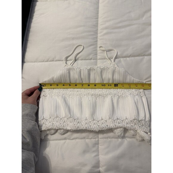 Show Me Your Mumu White Boho Crochet Tassel Tank Top Festival Beach Summer M - Picture 7 of 8